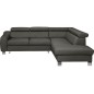Canapé d'angle convertible en cuir italien de luxe 5 places ASTRID, gris foncé, angle droit