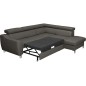 Canapé d'angle convertible en cuir italien de luxe 5 places ASTRID, gris foncé, angle droit