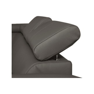 Canapé d'angle convertible en cuir italien de luxe 5 places ASTRID, gris foncé, angle droit