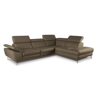 2eme paiement commande: Canapé d'angle relax en 100% tout cuir épais de luxe italien avec relax électrique, 5/6 places kaster, t