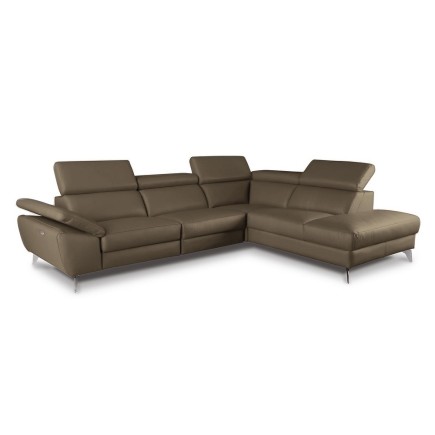 2eme paiement commande: Canapé d'angle relax en 100% tout cuir épais de luxe italien avec relax électrique, 5/6 places kaster, t