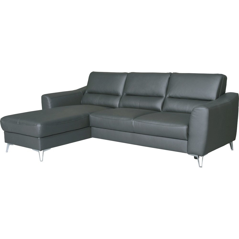 - Canapé d'angle convertible en cuir italien de luxe 5 places SANTORIN, avec coffre, gris foncé, angle gauche - Canapé d'angle convertible en cuir italien de luxe 5 places SANTORIN, avec coffre, gris foncé, angle gauche