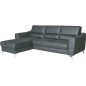 - Canapé d'angle convertible en cuir italien de luxe 5 places SANTORIN, avec coffre, gris foncé, angle gauche - Canapé d'angle convertible en cuir italien de luxe 5 places SANTORIN, avec coffre, gris foncé, angle gauche