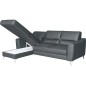 - Canapé d'angle convertible en cuir italien de luxe 5 places SANTORIN, avec coffre, gris foncé, angle gauche - Canapé d'angle convertible en cuir italien de luxe 5 places SANTORIN, avec coffre, gris foncé, angle gauche
