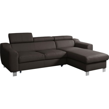 Canapé d'angle convertible en cuir italien de luxe 5 places ASTORIA, chocolat, angle droit