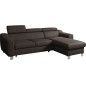Canapé d'angle convertible en cuir italien de luxe 5 places ASTORIA, chocolat, angle droit