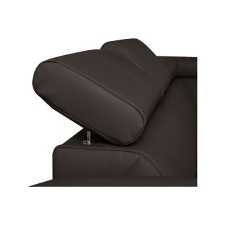Canapé d'angle convertible en cuir italien de luxe 5 places ASTORIA, chocolat, angle droit