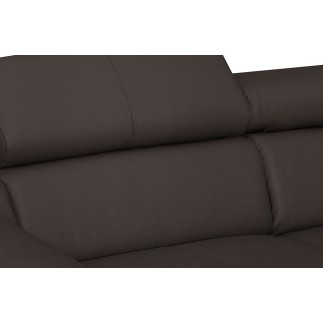 Canapé d'angle convertible en cuir italien de luxe 5 places ASTORIA, chocolat, angle droit