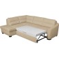 Canapé d'angle convertible en cuir italien de luxe 5 places RINALDI avec coffre, beige, angle gauche (vu de face)