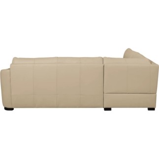 Canapé d'angle convertible en cuir italien de luxe 5 places RINALDI avec coffre, beige, angle gauche (vu de face)