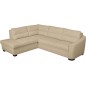 Canapé d'angle convertible en cuir italien de luxe 5 places RINALDI avec coffre, beige, angle gauche (vu de face)