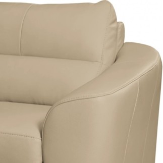 Canapé d'angle convertible en cuir italien de luxe 5 places RINALDI avec coffre, beige, angle gauche (vu de face)