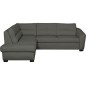 Canapé d'angle convertible en cuir italien de luxe 5 places RINALDI avec coffre, taupe, angle gauche (vu de face) Canapé d'angle convertible en cuir italien de luxe 5 places RINALDI avec coffre, taupe, angle gauche (vu de face)