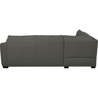 Canapé d'angle convertible en cuir italien de luxe 5 places RINALDI avec coffre, taupe, angle gauche (vu de face)