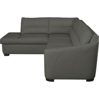 Canapé d'angle convertible en cuir italien de luxe 5 places RINALDI avec coffre, taupe, angle gauche (vu de face)