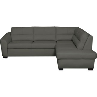 Canapé d'angle convertible en cuir italien de luxe 5 places RINALDI avec coffre, taupe, angle droit (vu de face)