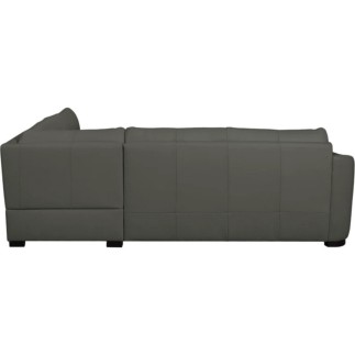 Canapé d'angle convertible en cuir italien de luxe 5 places RINALDI avec coffre, taupe, angle droit (vu de face)