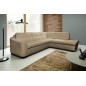 Canapé d'angle convertible en cuir italien de luxe 5 places RINALDI avec coffre, beige, angle droit (vu de face) Canapé d'angle convertible en cuir italien de luxe 5 places RINALDI avec coffre, beige, angle droit (vu de face)