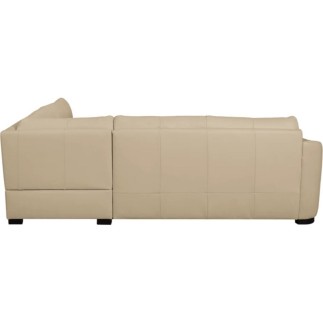 Canapé d'angle convertible en cuir italien de luxe 5 places RINALDI avec coffre, beige, angle droit (vu de face)