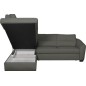 - Canapé d'angle convertible en cuir italien de luxe 5 places RINALDI avec coffre, gris foncé, angle gauche (vu de face) - Canapé d'angle convertible en cuir italien de luxe 5 places RINALDI avec coffre, gris foncé, angle gauche (vu de face)