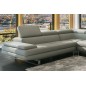 Canapé d'angle en cuir italien 6 places BIRKIN, gris clair, angle droit Canapé d'angle en cuir italien 6 places BIRKIN, gris clair, angle droit