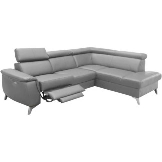 2eme paiement de la commande: Canapé d'angle en cuir italien de luxe 5/6 places avec relax électrique et coffre, lincoln, gris c