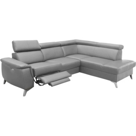 2eme paiement de la commande: Canapé d'angle en cuir italien de luxe 5/6 places avec relax électrique et coffre, lincoln, gris c