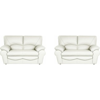 2eme paiement de la commande: Ensemble de 2 Canapés 2 places en 100% tout cuir italien vachette osatis, couleur ivoire, 6x sans