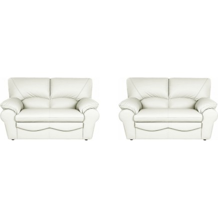 2eme paiement de la commande: Ensemble de 2 Canapés 2 places en 100% tout cuir italien vachette osatis, couleur ivoire, 6x sans