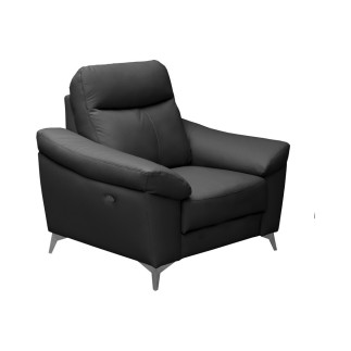 Fauteuil 1 place avec 1 relax, en cuir luxe italien, LOUIS, 1 relax électrique, noir