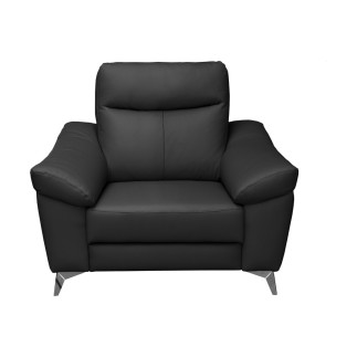 Fauteuil 1 place avec 1 relax, en cuir luxe italien, LOUIS, 1 relax électrique, noir
