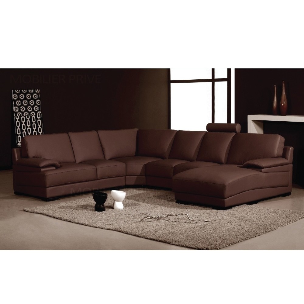 - Canapé d'angle en cuir italien 6/7 places MISTER, chocolat, angle gauche - Canapé d'angle en cuir italien 6/7 places MISTER, chocolat, angle gauche