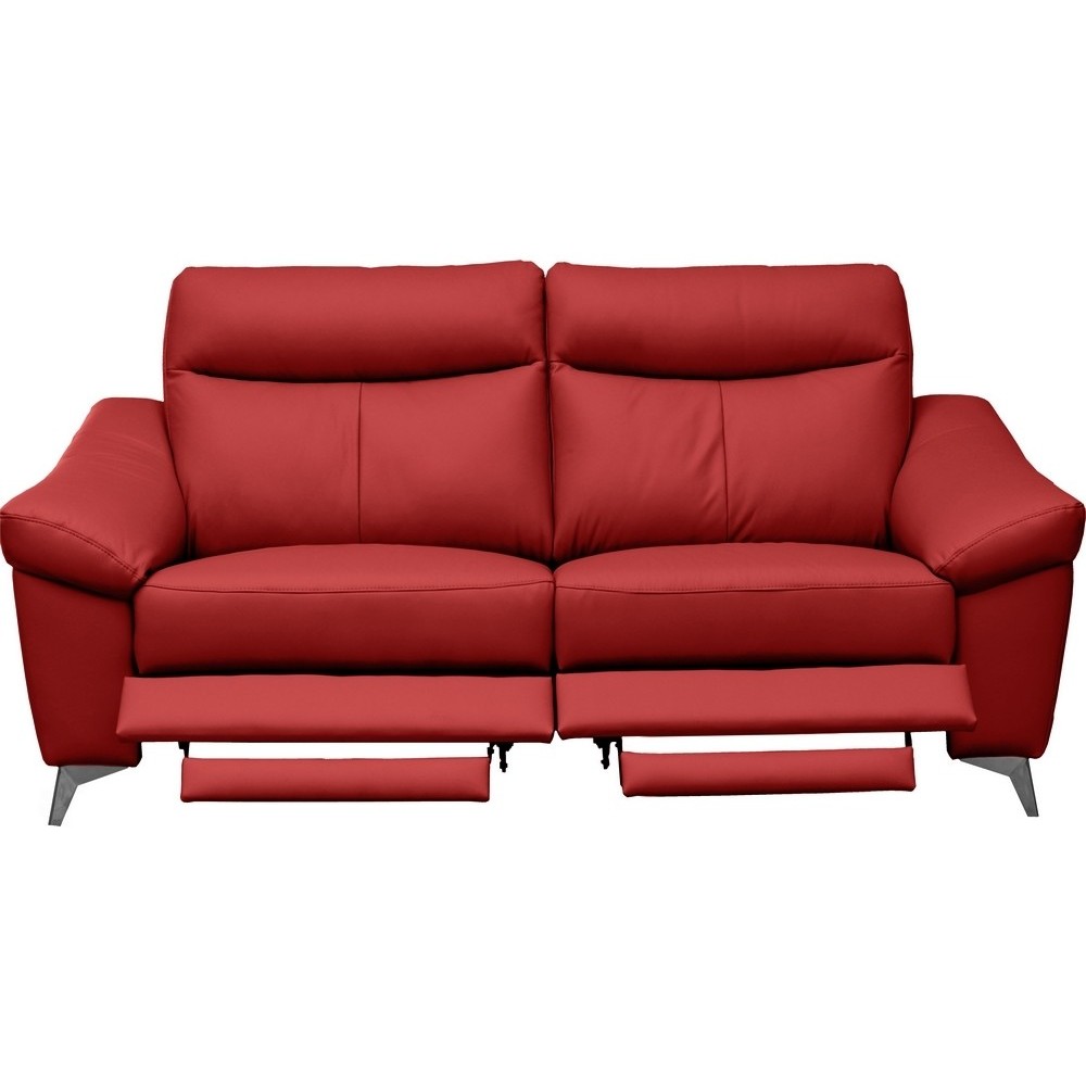 Canapé 2 places avec 2 relax en cuir luxe italien, LOUIS, 2 relax électriques, rouge foncé Canapé 2 places avec 2 relax en cuir luxe italien, LOUIS, 2 relax électriques, rouge foncé