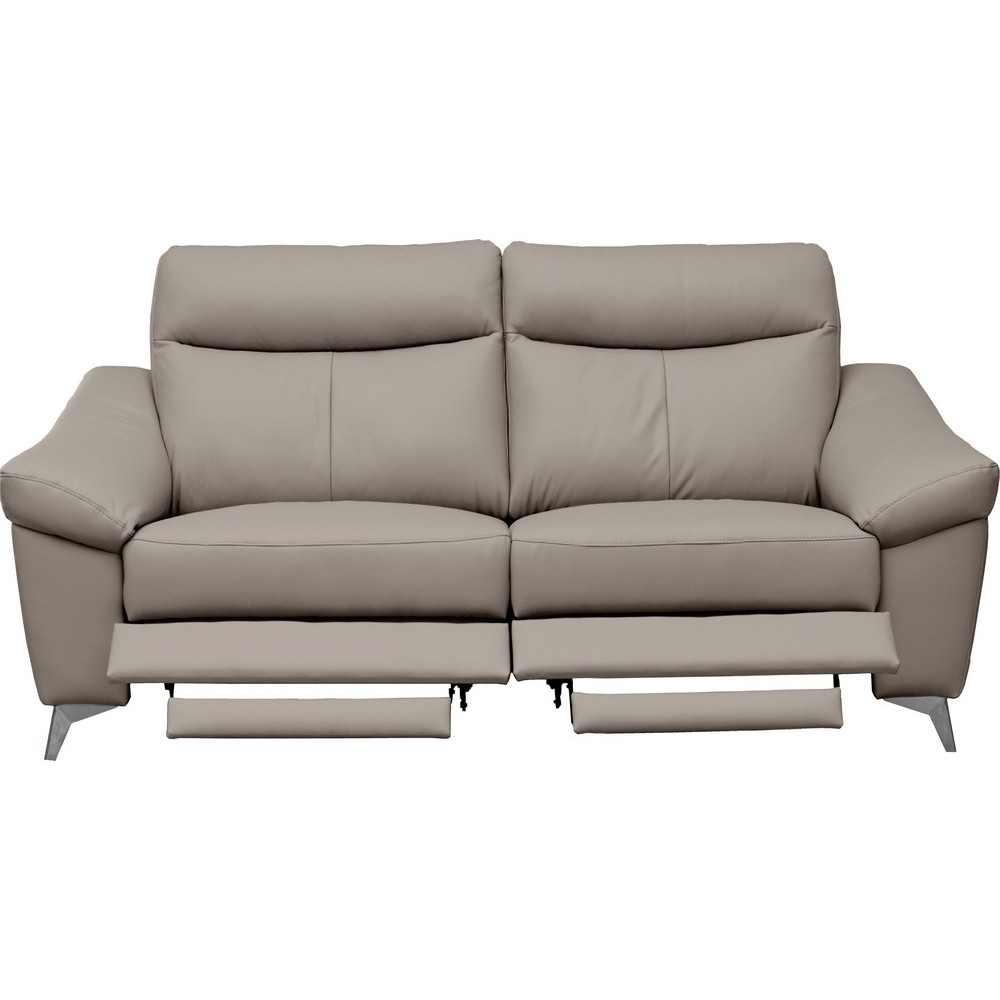 Canapé 2 places avec 2 relax en cuir luxe italien, LOUIS, 2 relax électriques, gris clair Canapé 2 places avec 2 relax en cuir luxe italien, LOUIS, 2 relax électriques, gris clair