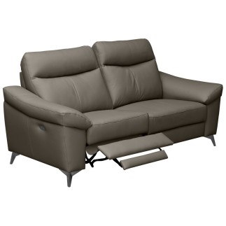 Canapé 2 places avec 2 relax en cuir luxe italien, LOUIS, 2 relax électriques, gris foncé