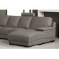 Canapé d'angle en cuir italien 6/7 places MISTER, gris clair, angle gauche Canapé d'angle en cuir italien 6/7 places MISTER, gris clair, angle gauche