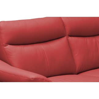 Canapé 3 places avec 2 relax en cuir luxe italien, LOUIS, 2 relax électriques, rouge foncé