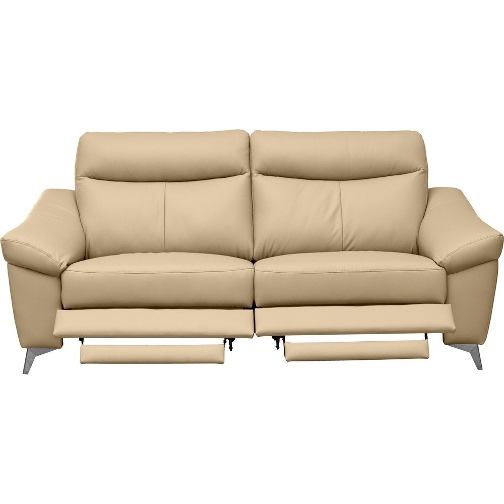 Canapé 3 places avec 2 relax en cuir luxe italien, LOUIS, 2 relax électriques, beige Canapé 3 places avec 2 relax en cuir luxe italien, LOUIS, 2 relax électriques, beige