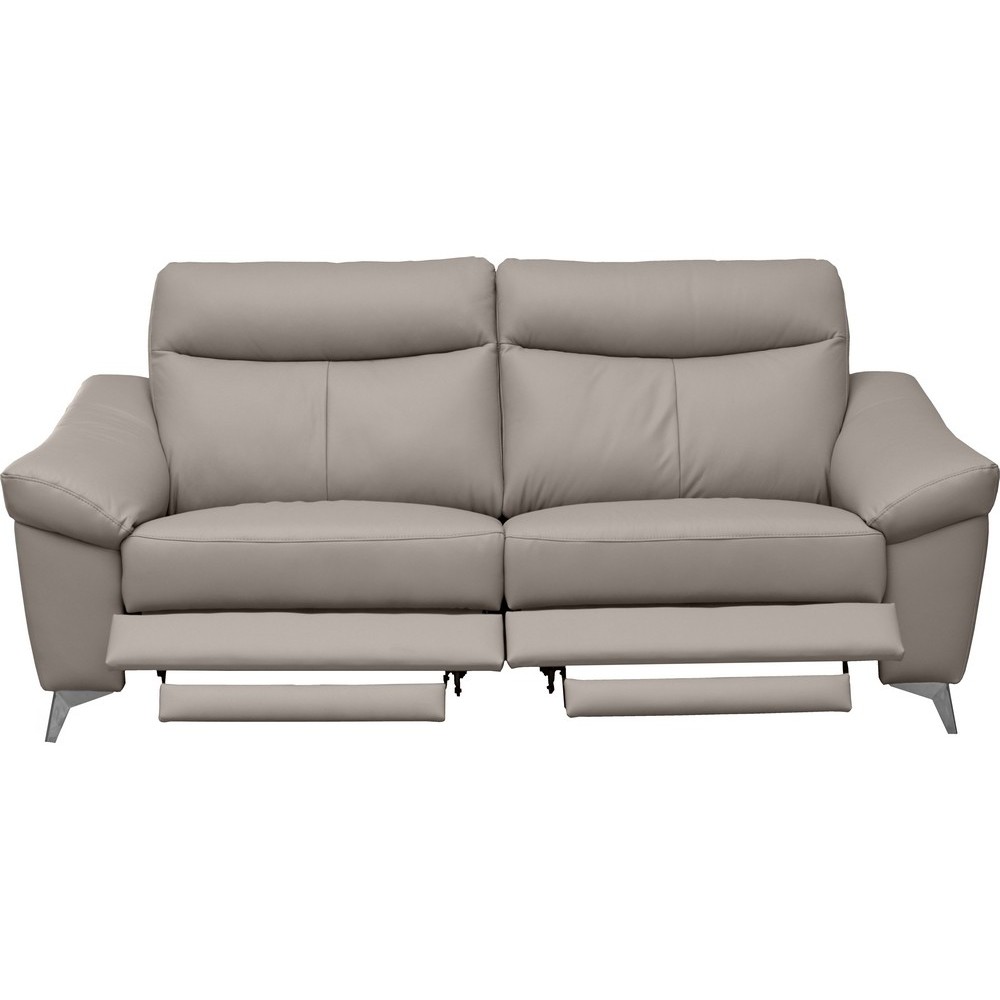 Canapé 3 places avec 2 relax en cuir luxe italien, LOUIS, 2 relax électriques, gris clair Canapé 3 places avec 2 relax en cuir luxe italien, LOUIS, 2 relax électriques, gris clair