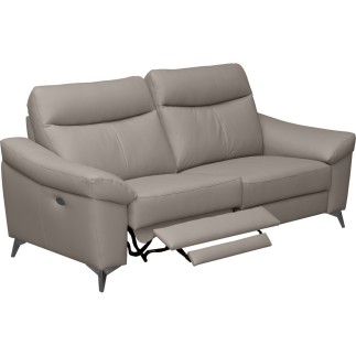 Canapé 3 places avec 2 relax en cuir luxe italien, LOUIS, 2 relax électriques, gris clair