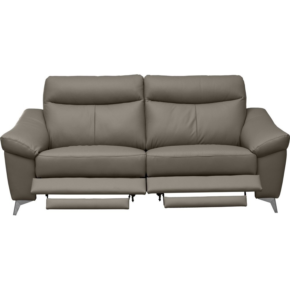 Canapé 3 places avec 2 relax en cuir luxe italien, LOUIS, 2 relax électriques, gris foncé Canapé 3 places avec 2 relax en cuir luxe italien, LOUIS, 2 relax électriques, gris foncé