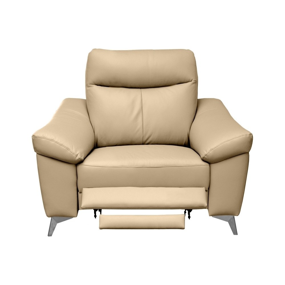 Fauteuil 1 place avec 1 relax, en cuir luxe italien, LOUIS, 1 relax électrique, beige Fauteuil 1 place avec 1 relax, en cuir luxe italien, LOUIS, 1 relax électrique, beige