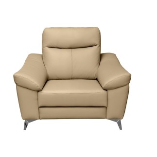 Fauteuil 1 place avec 1 relax, en cuir luxe italien, LOUIS, 1 relax électrique, beige