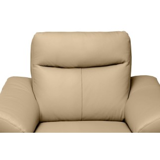 Fauteuil 1 place avec 1 relax, en cuir luxe italien, LOUIS, 1 relax électrique, beige