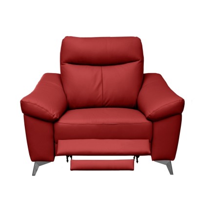 Fauteuil 1 place avec 1 relax, en cuir luxe italien, LOUIS, 1 relax électrique, rouge