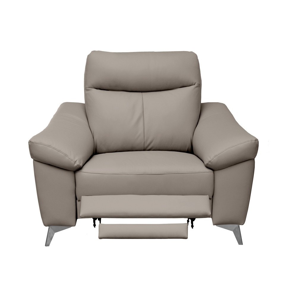 Fauteuil 1 place avec 1 relax, en cuir luxe italien, LOUIS, 1 relax électrique, gris clair Fauteuil 1 place avec 1 relax, en cuir luxe italien, LOUIS, 1 relax électrique, gris clair