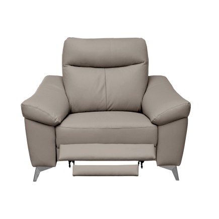 Fauteuil 1 place avec 1 relax, en cuir luxe italien, LOUIS, 1 relax électrique, gris clair