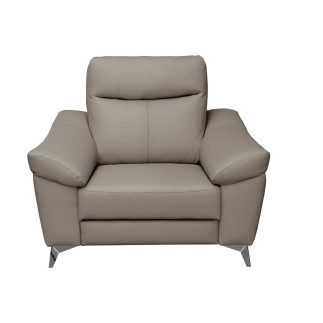 Fauteuil 1 place avec 1 relax, en cuir luxe italien, LOUIS, 1 relax électrique, gris clair