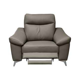 Fauteuil 1 place avec 1 relax, en cuir luxe italien, LOUIS, 1 relax électrique, gris foncé
