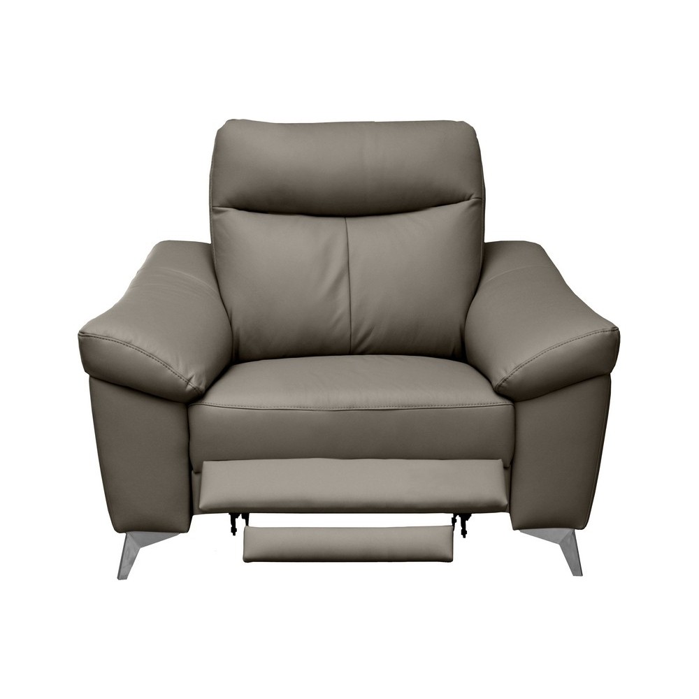 Fauteuil 1 place avec 1 relax, en cuir luxe italien, LOUIS, 1 relax électrique, gris foncé Fauteuil 1 place avec 1 relax, en cuir luxe italien, LOUIS, 1 relax électrique, gris foncé